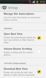 Pocket App - Settings Teil 1