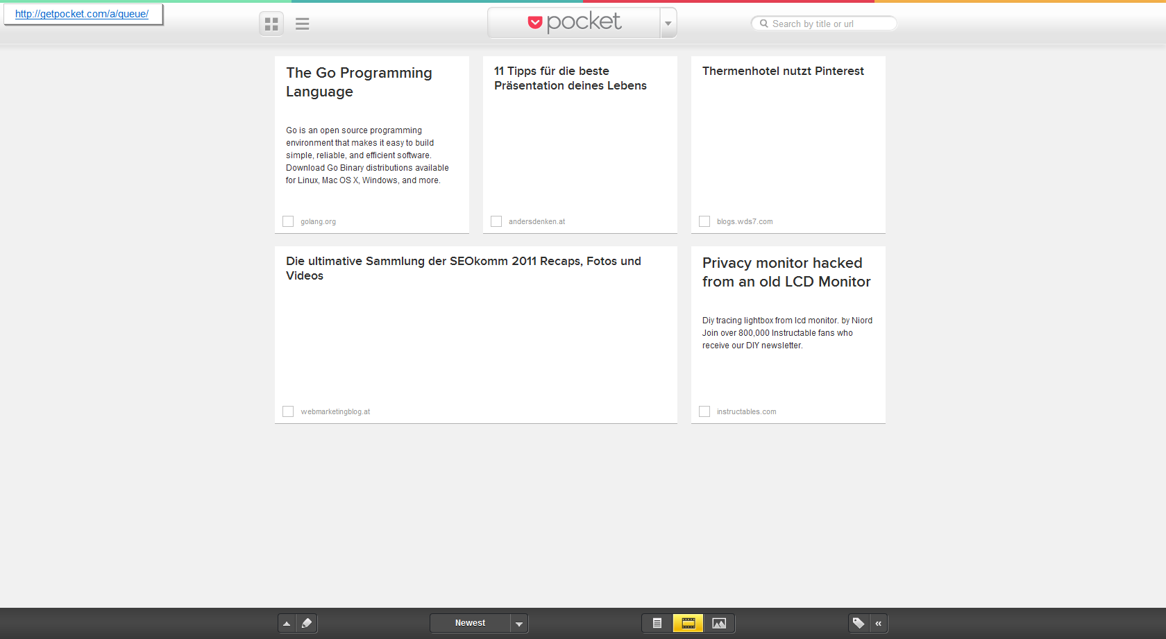 Pocket - Artikel-Übersicht im Browser