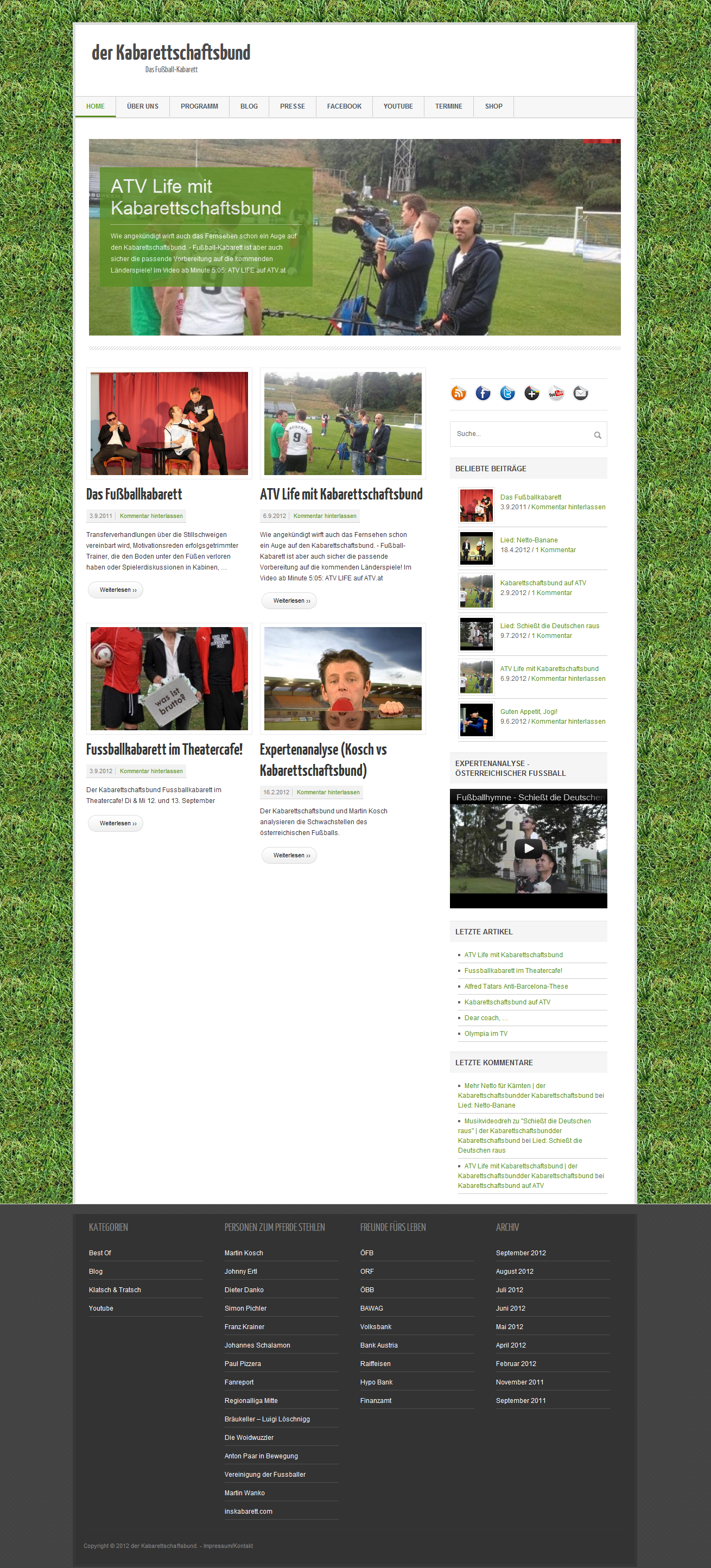 Screenshot www.kabarettschaftsbund.at - Das Fußball-Kabarett