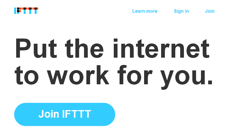 Screenshot iffft Startseite - www.ifttt.com