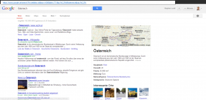 Screenshot www.google.at: Suche nach Österreich - Spannend auch für den Tourismus: Geografische Bezeichnungen liefern somit immer mehr automatisierte Treffer.
