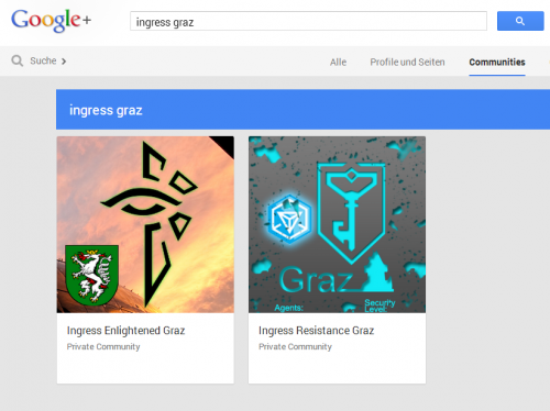 Ingress Graz Communities auf Google+
